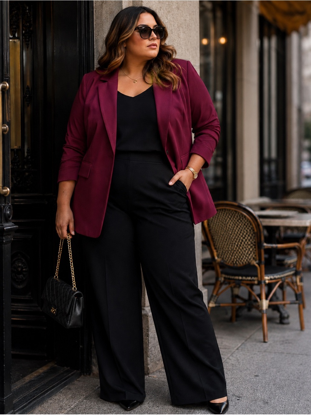 Women's Eloquii Plus-Size Burgundy Blazer